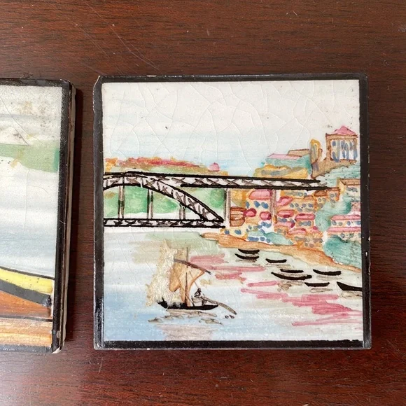 3 Vintage tiles. 3 Aleluia Aveiro hand painted. Portugal. - Picture 6 of 9